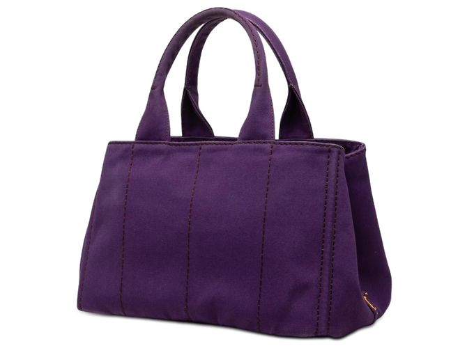 Tote en toile Canapa violette avec logo Prada Violet foncé - vue 2