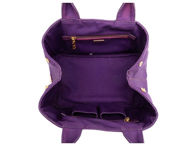 Tote en toile Canapa violette avec logo Prada Violet foncé - vue 4