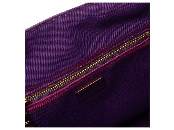 Tote en toile Canapa violette avec logo Prada Violet foncé - vue 6