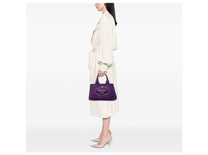 Tote en toile Canapa violette avec logo Prada Violet foncé - vue 8