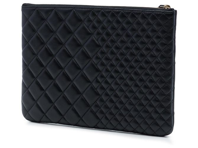 Chanel Black Medium Bi Quilted Lambskin O Case Clutch Nero - vista 2