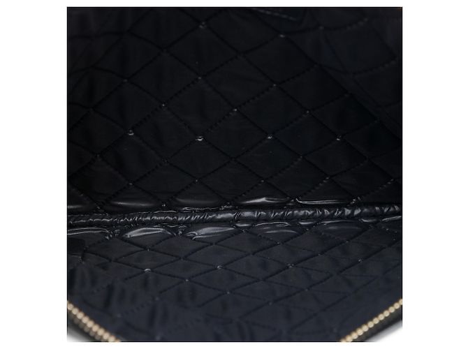 Chanel Black Medium Bi Quilted Lambskin O Case Clutch Nero - vista 4