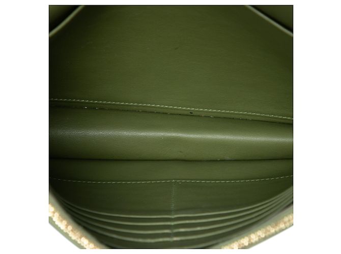 16 Céline Celine Green Bicolor Leather Frame Wallet on Chain Olive green - view 4