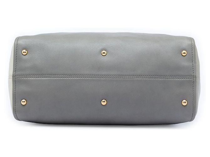 Borsa Fendi Gray Large Leather Colorblock Chameleon Marrone Grigio antracite - vista 3
