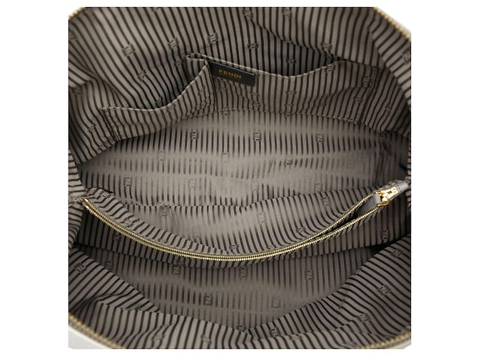 Borsa Fendi Gray Large Leather Colorblock Chameleon Marrone Grigio antracite - vista 4