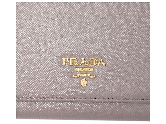 Portafoglio con tracolla in Saffiano marrone Prada Taupe - vista 5