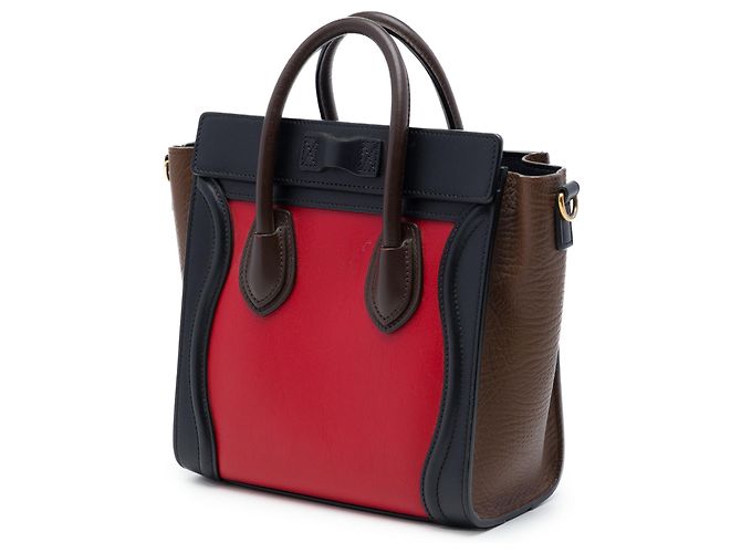 Céline Borsa Celine Red Nano Tricolor Leather Luggage Tote - vista 2