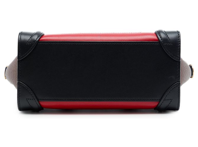 Céline Borsa Celine Red Nano Tricolor Leather Luggage Tote - vista 3