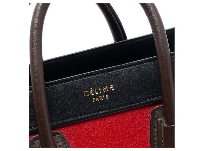 Céline Borsa Celine Red Nano Tricolor Leather Luggage Tote - vista 5