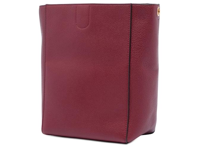 Céline Borsa a secchiello Celine Red Small Leather Seau Sangle Rosso Bordò - vista 2