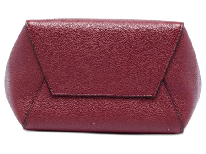 Céline Borsa a secchiello Celine Red Small Leather Seau Sangle Rosso Bordò - vista 3