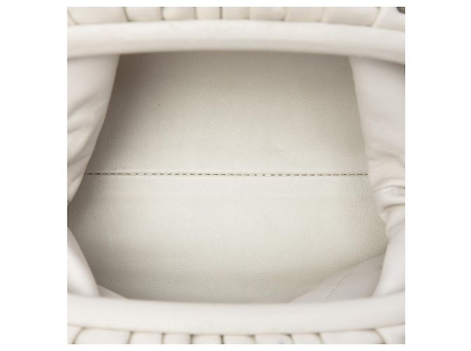 Bottega Veneta White Lambskin The Mini Pouch Crossbody Bianco Bianco sporco - vista 4