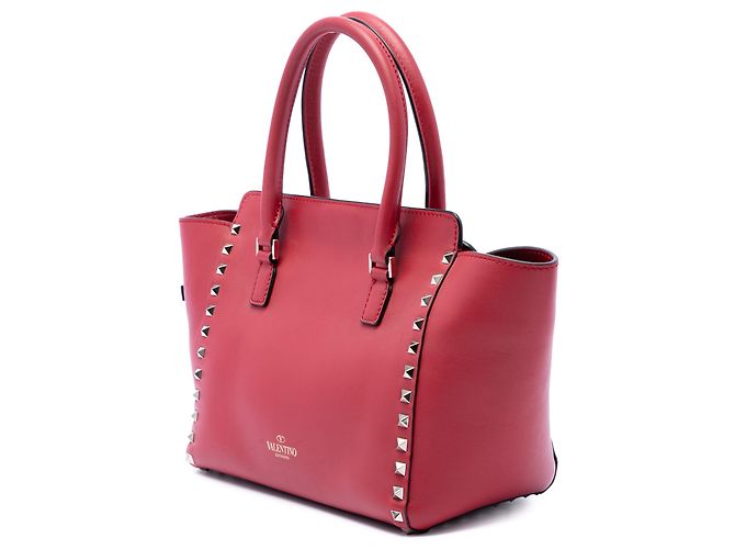 Borsa Valentino Red Small Leather Rockstud Trapeze Rosso - vista 2