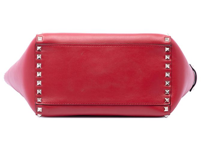 Borsa Valentino Red Small Leather Rockstud Trapeze Rosso - vista 3