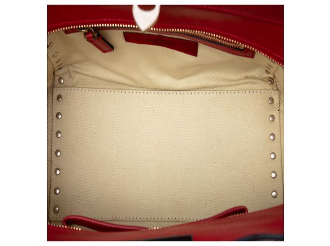 Borsa Valentino Red Small Leather Rockstud Trapeze Rosso - vista 4