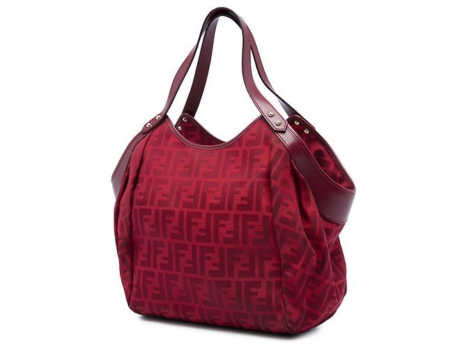 Fendi Chef Tote aus rotem Zucca Canvas Bordeaux - Ansicht 2