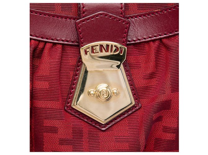 Fendi Chef Tote aus rotem Zucca Canvas Bordeaux - Ansicht 5