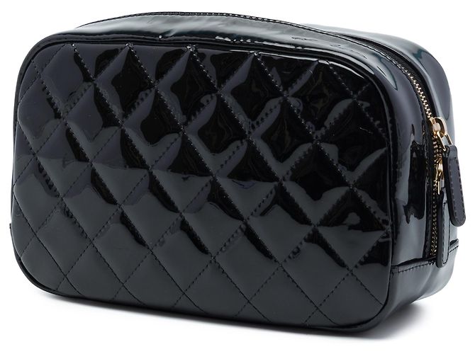 Pochette cosmetici Chanel Black CC trapuntata in vernice Nero - vista 2