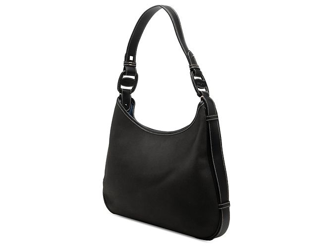 Salvatore Ferragamo Borsa a tracolla Ferragamo in tela nera e pelle - vista 2