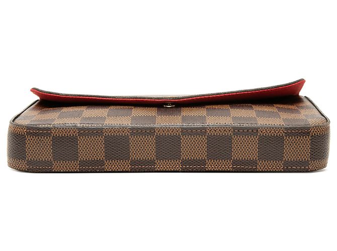 Louis Vuitton Pochette Felicie Damier Ebene Marrone - vista 3