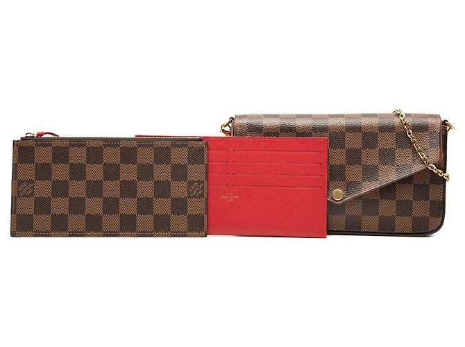 Louis Vuitton Pochette Felicie Damier Ebene Marrone - vista 7