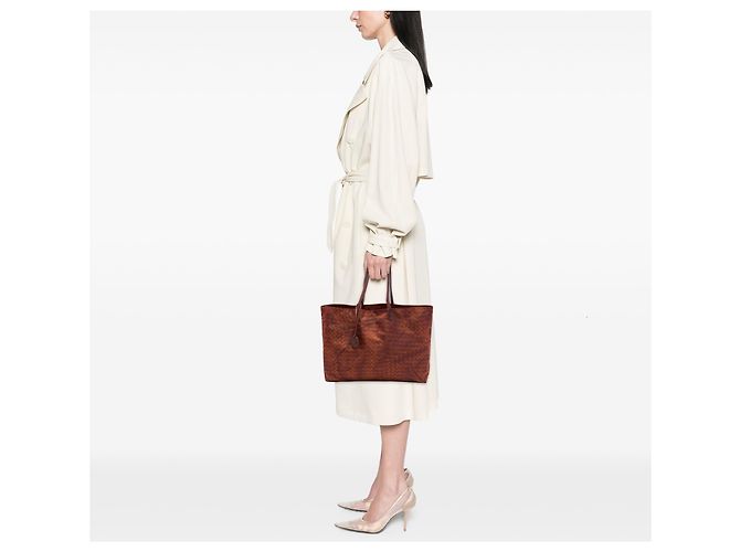Tote Bottega Veneta Brown Nylon Intrecciolusion Marrone - vista 6