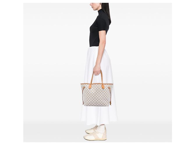 Louis Vuitton White Damier Azur Neverfull MM Bianco - vista 5
