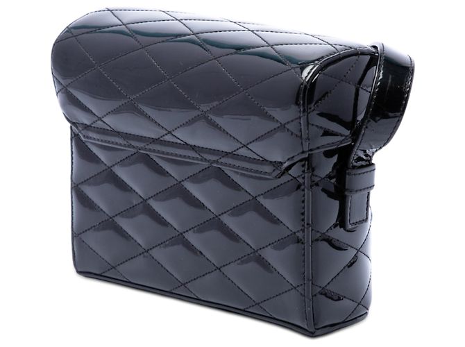 Borsa a tracolla June Box in vernice trapuntata nera Saint Laurent Nero - vista 2