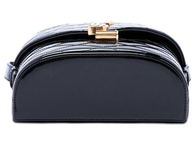 Borsa a tracolla June Box in vernice trapuntata nera Saint Laurent Nero - vista 3