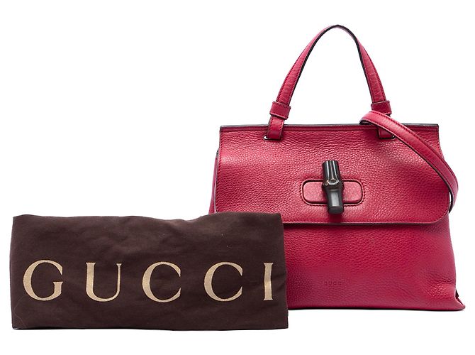 Borsa Gucci Pink Small Calfskin Bamboo Daily Satchel - vista 7
