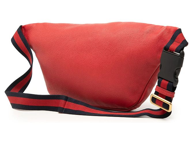 Borsa a tracolla Gucci in pelle di vitello martellata rossa con logo Rosso - vista 2