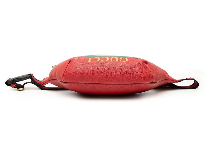 Borsa a tracolla Gucci in pelle di vitello martellata rossa con logo Rosso - vista 3