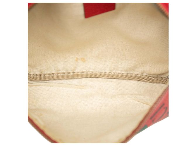 Borsa a tracolla Gucci in pelle di vitello martellata rossa con logo Rosso - vista 4