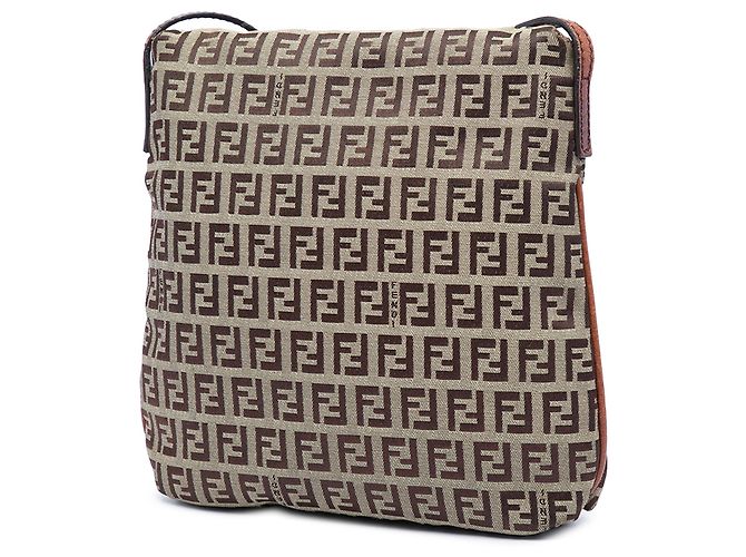 Fendi Marrone Zucchino Canvas Crossbody Marrone chiaro - vista 2