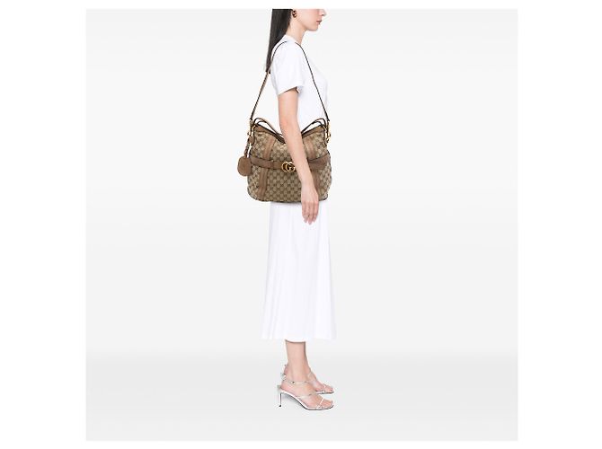Borsa a tracolla Gucci Beige Medium GG Canvas - vista 6
