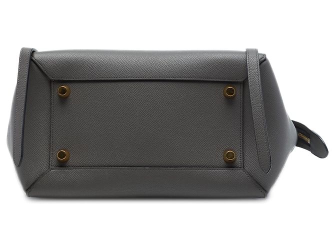 Céline Borsa Belt Celine in pelle di vitello granulata grigia Mini Marrone Grigio antracite - vista 3