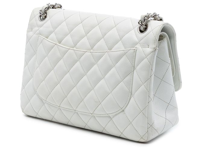 Chanel White Jumbo Classic Caviar Double Flap Bianco Bianco sporco - vista 2