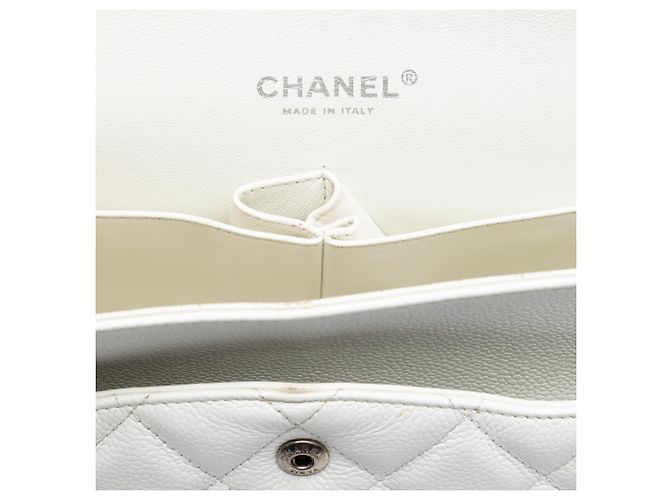 Chanel White Jumbo Classic Caviar Double Flap Bianco Bianco sporco - vista 5