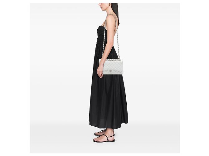Chanel White Jumbo Classic Caviar Double Flap Bianco Bianco sporco - vista 7