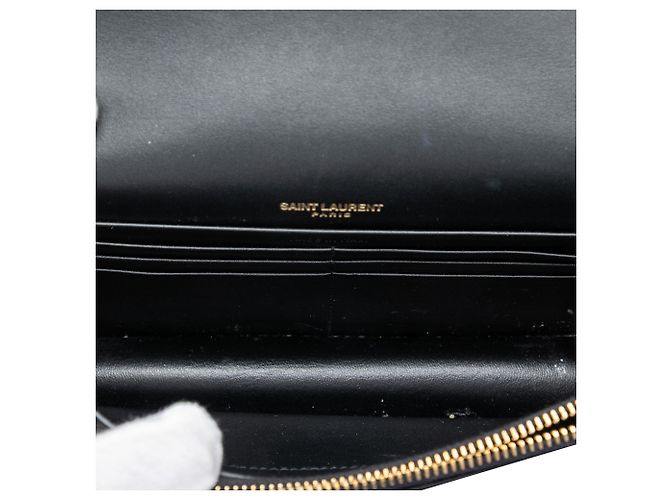 Portafoglio con catena Kate con monogramma ricamato in raso nero Saint Laurent - vista 4