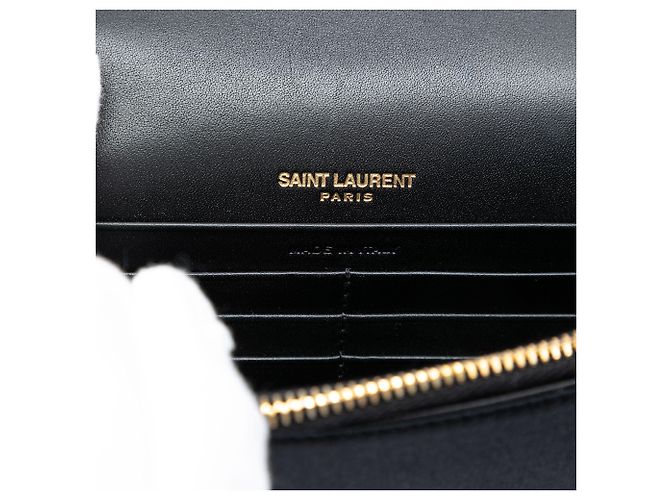 Portafoglio con catena Kate con monogramma ricamato in raso nero Saint Laurent - vista 5