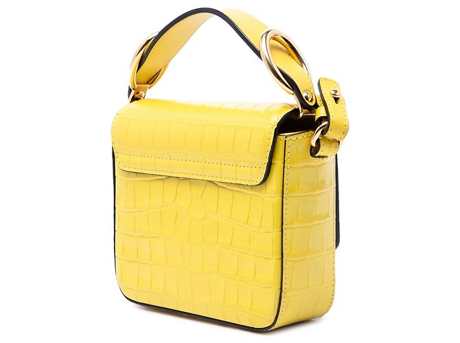 Borsa Chloé Yellow Mini Croc Embossed Calfskin C Satchel Giallo - vista 2