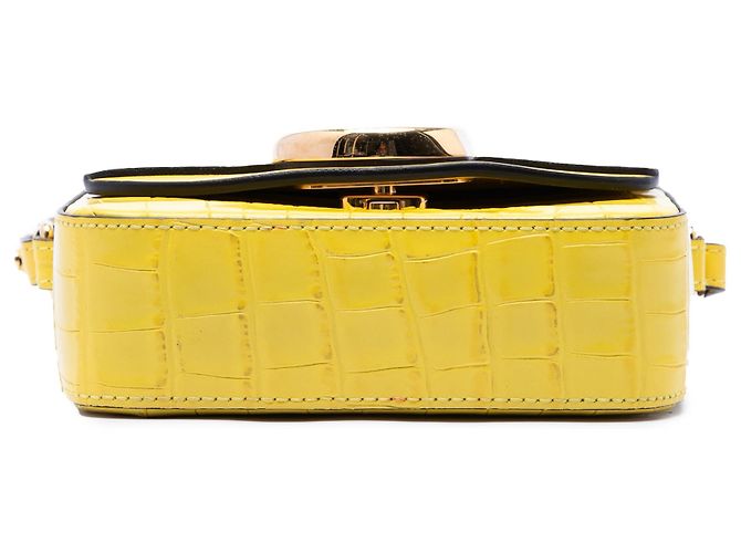 Borsa Chloé Yellow Mini Croc Embossed Calfskin C Satchel Giallo - vista 3