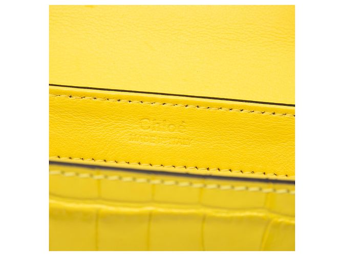 Borsa Chloé Yellow Mini Croc Embossed Calfskin C Satchel Giallo - vista 5