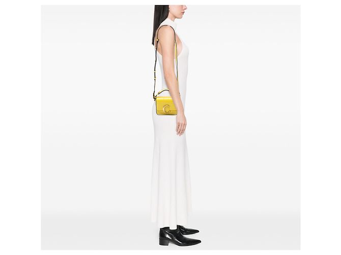 Borsa Chloé Yellow Mini Croc Embossed Calfskin C Satchel Giallo - vista 6