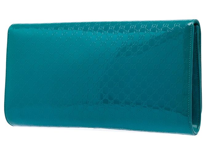 Clutch Broadway in vernice Microguccissima blu Gucci - vista 2