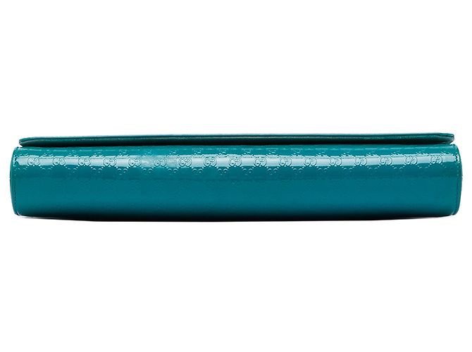 Clutch Broadway in vernice Microguccissima blu Gucci - vista 3