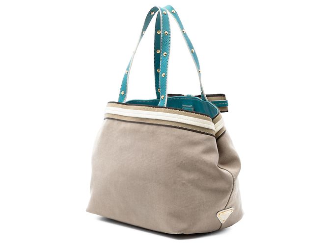 Prada Brauner Canapa Canvas Logo Tote - Ansicht 2