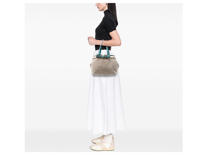 Prada Brauner Canapa Canvas Logo Tote - Ansicht 6