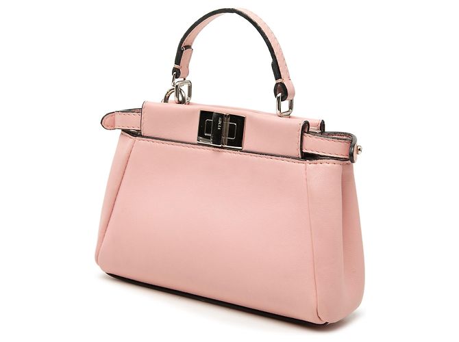 Borsa Fendi Pink Micro Leather Flowerland Peekaboo Rosa - vista 2
